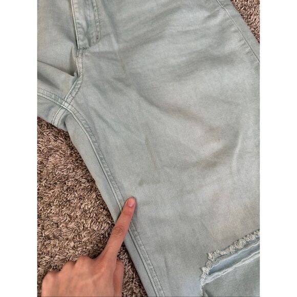 Vervet 90's Vintage Loose Fit Crop Flare Distressed Teal Green Wash Jean Size 30 - Picture 11 of 13